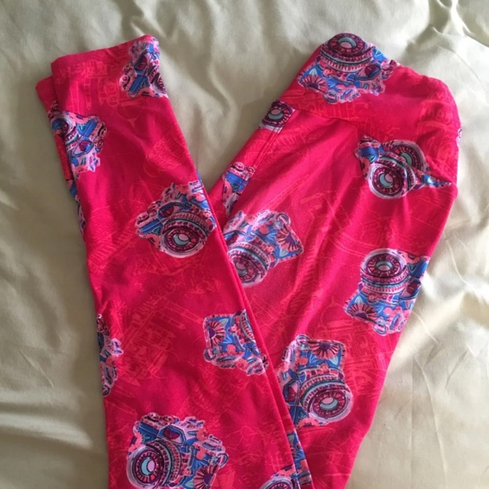 Lularoe os Pink camera Leggings